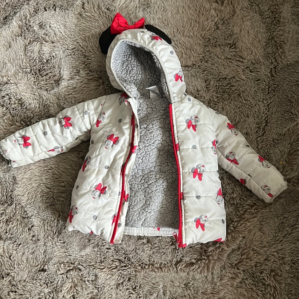 Girls Minnie Mouse Puffer Coat
